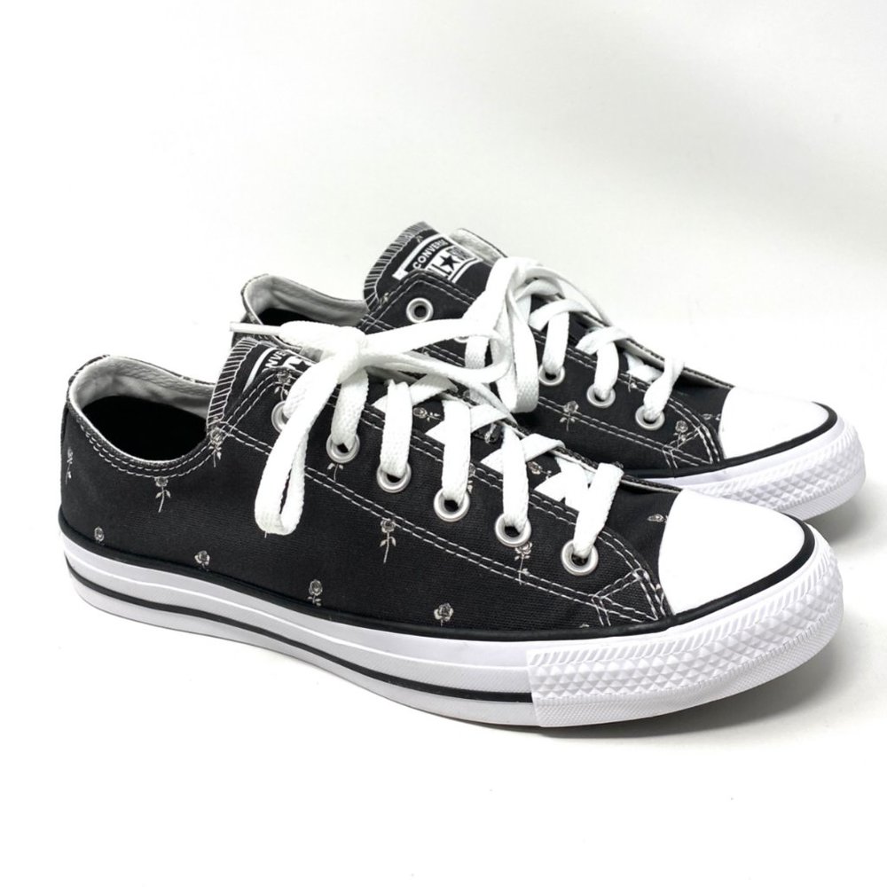 Converse 170990F Women CTAS OX Dainty Floral Black Canvas Low Sneaker AUTHENTIC_9
